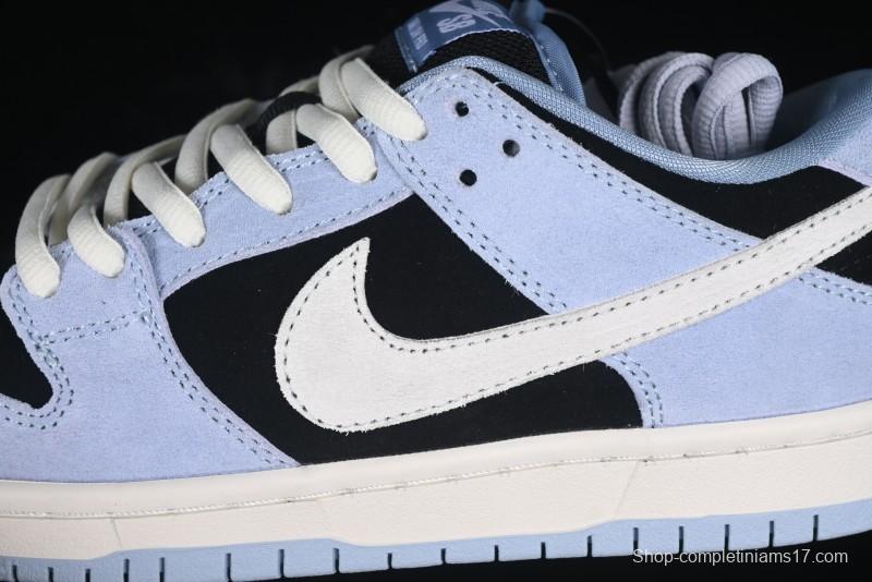 Nike SB Dunk Low Aluminum Skateboarding Shoes with Black Blue White Swoosh - HF3063-400