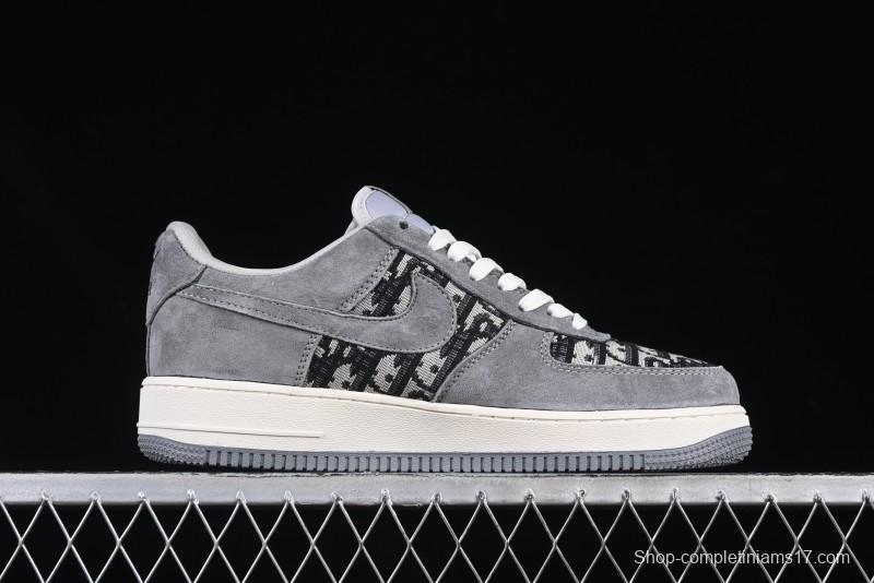 Nike Air Force 1'07 Low Dior Collaboration Grey Knit Skeleton Low-Top Casual Sneakers - KK1988-056