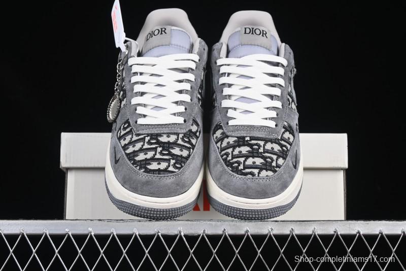 Nike Air Force 1'07 Low Dior Collaboration Grey Knit Skeleton Low-Top Casual Sneakers - KK1988-056