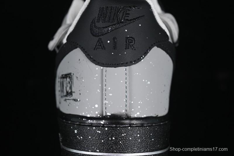 Nike Air Force 1'07 Low Star Graffiti Hand-Painted Casual Sneakers with Full-Length Air Cushion - XV7981-476