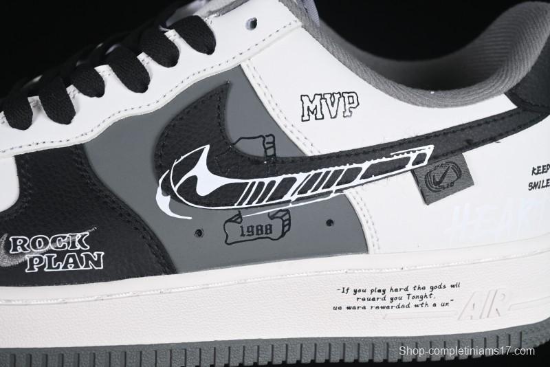Nike Air Force 1 MVP "Rock Plan" Custom Edition - Black & White