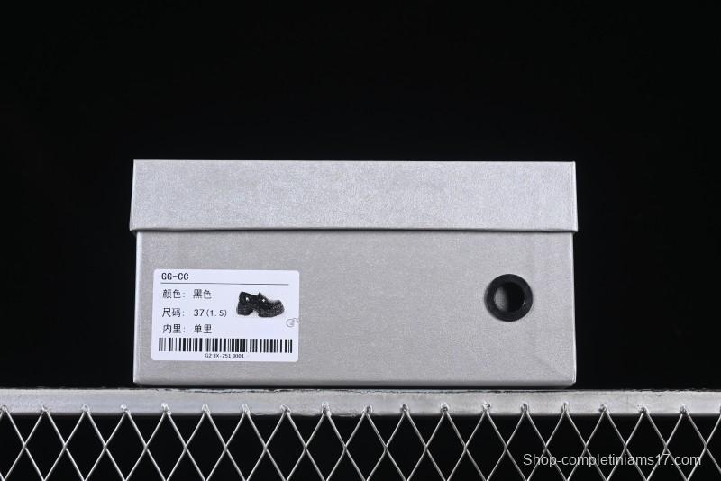 Black Patent Chunky Platform Loafers with Metal Embellishments