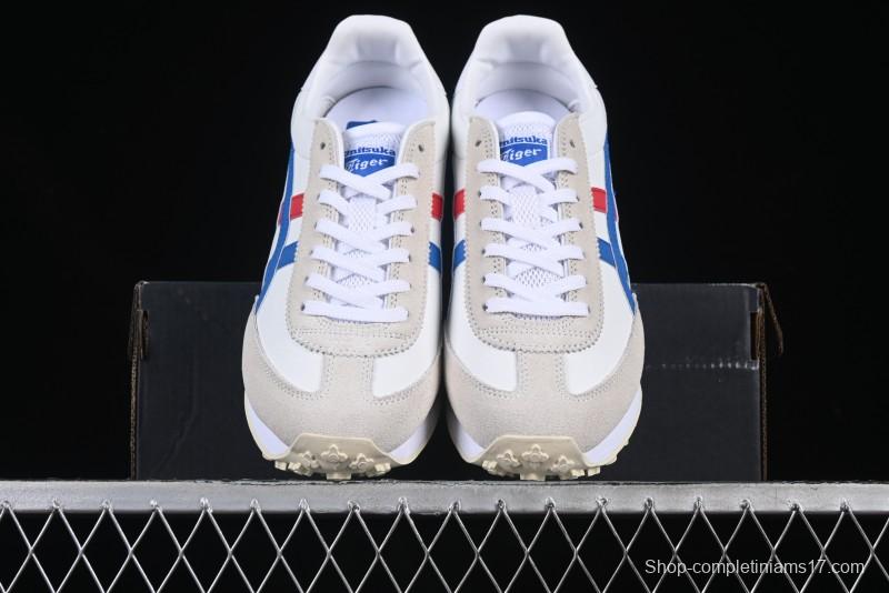 Onitsuka Tiger Vintage Runner Sneakers - White/Grey with Blue & Red Accents