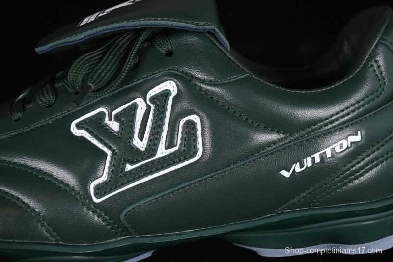 Louis Vuitton Footprint Soccer 2025 Spring Summer Collection Round Toe Lace-Up Low Top Lifestyle Casual Shoes - D.GREEN