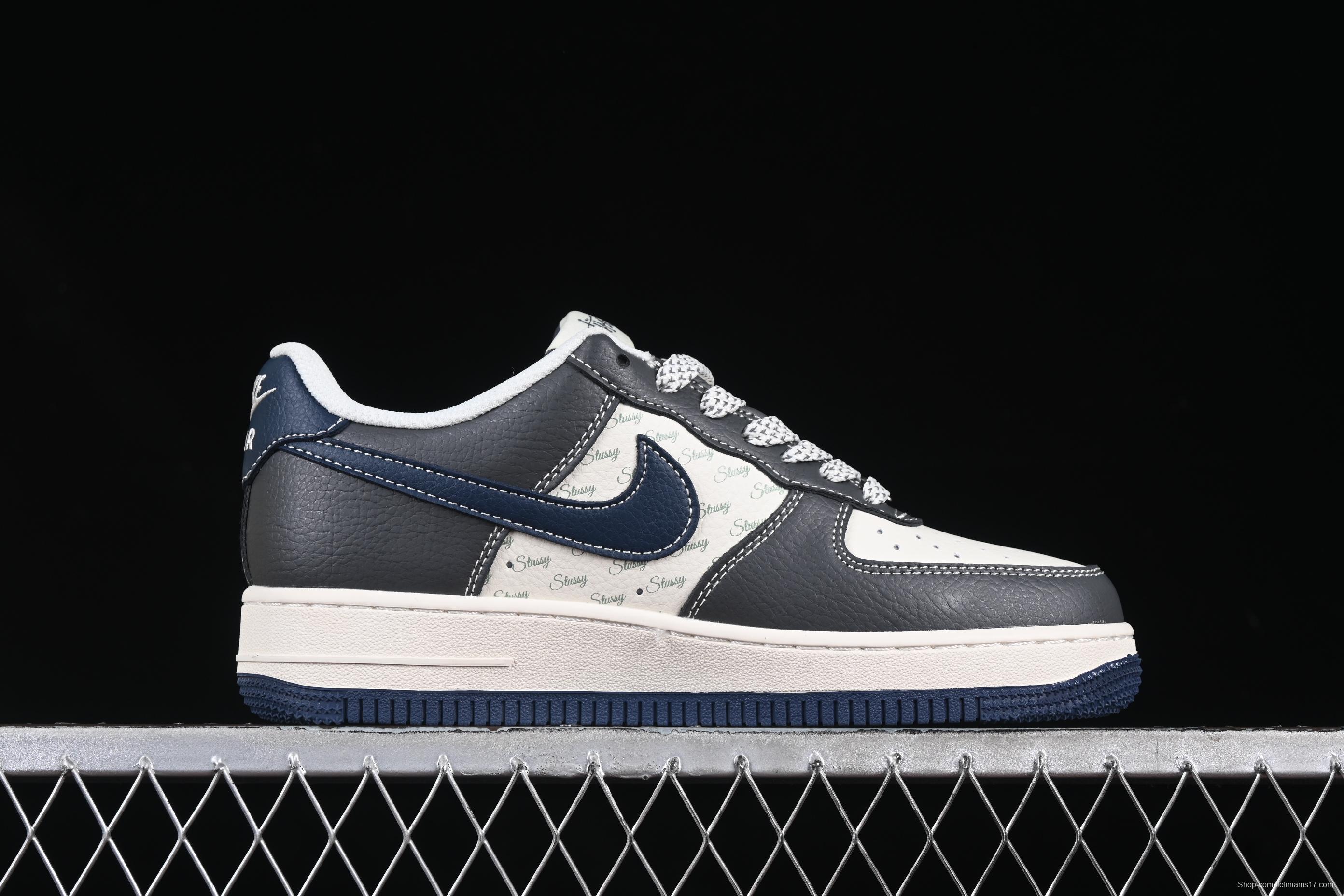 Nike Air Force 1 '07 Low Stussy Collaboration Navy Grey Casual Sneakers - XS1958-519