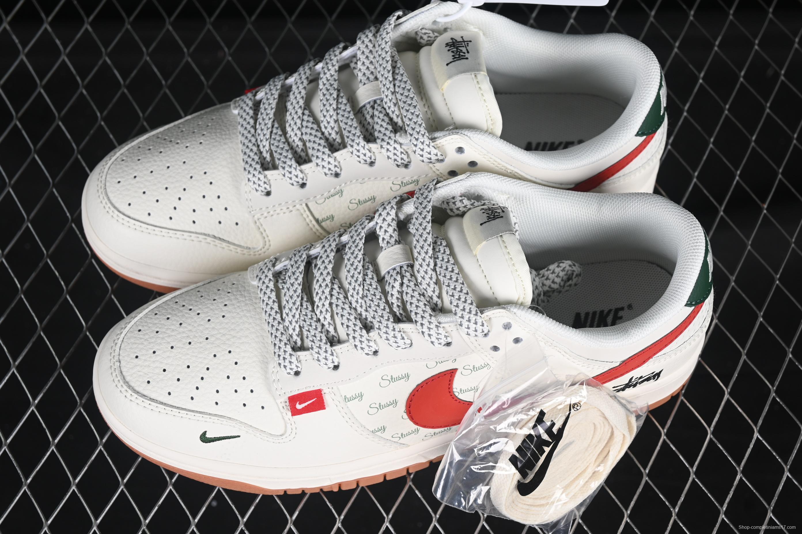 Nike SB Dunk Low Stussy Collaboration 3D Red Swoosh Anniversary Custom Low-Top Skate Shoes - XS6089-542