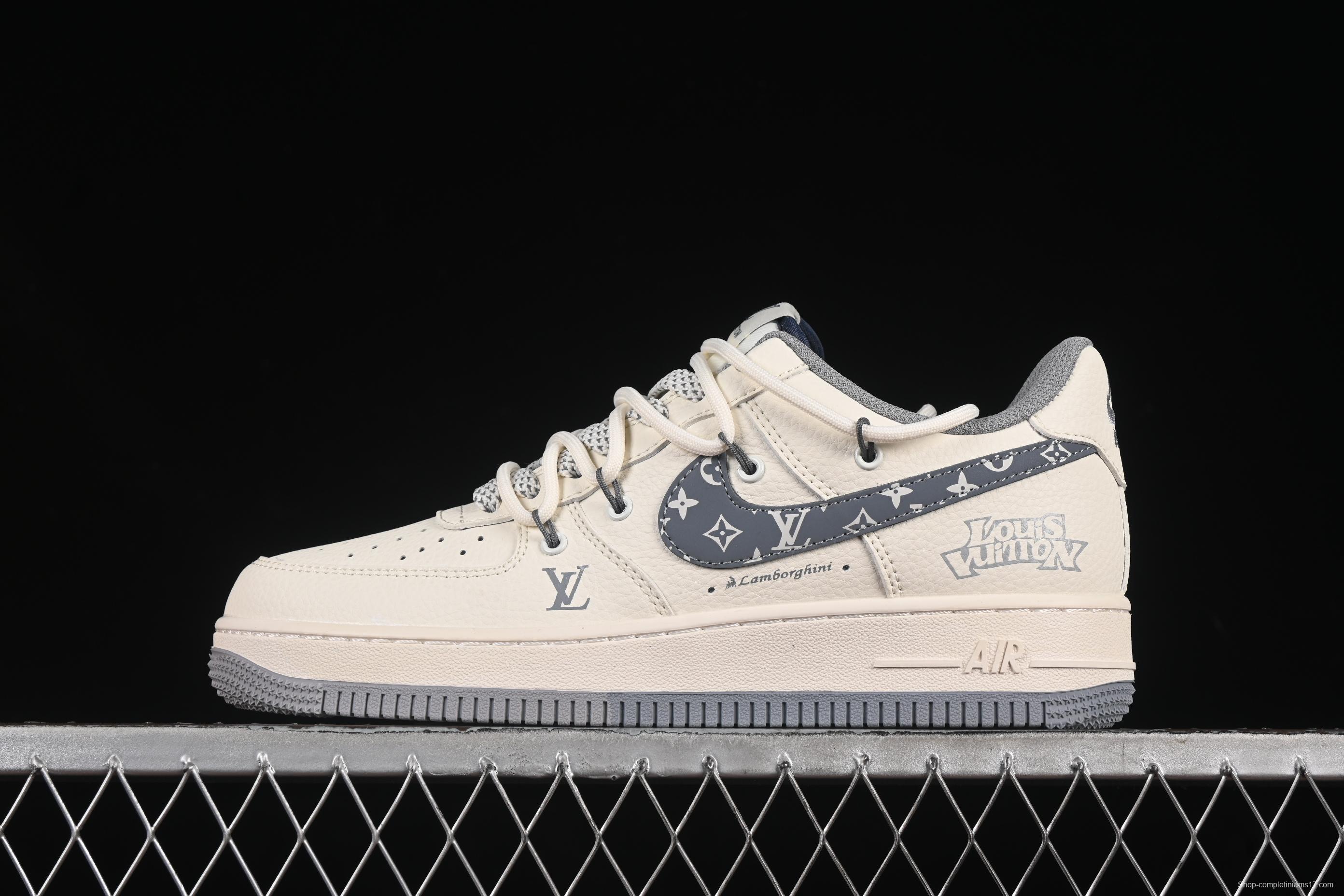Nike Air Force 1'07 Low LV Collaboration Grey Pattern Drawstring Casual Sneakers - DM6868-065