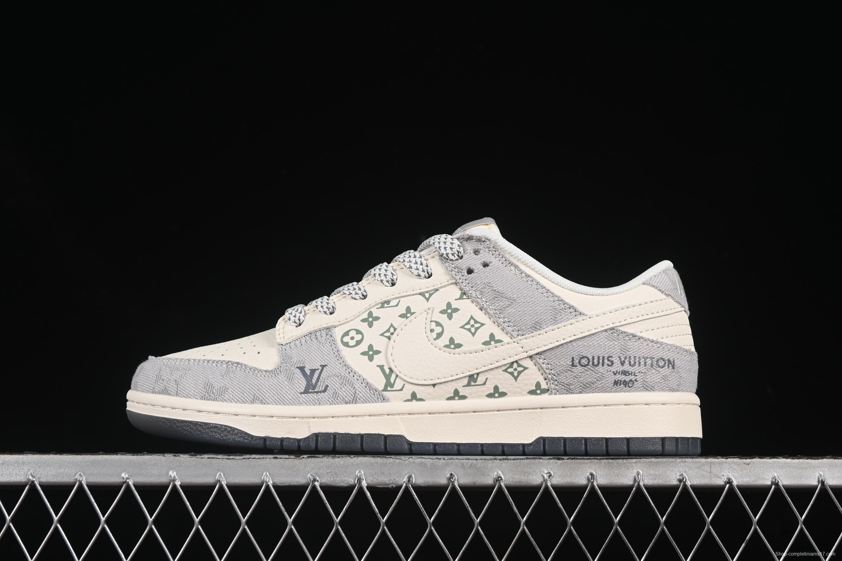 Nike SB Dunk Low LV Collaboration Beige Denim Anniversary High-End Custom Low-Top Casual Skate Shoes - XX3168-141