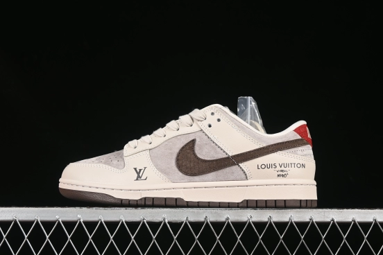 Nike SB Dunk Low LV Collaboration Red Tail Chocolate Anniversary High-End Custom Low-Top Casual Skate Shoes - XX3168-123