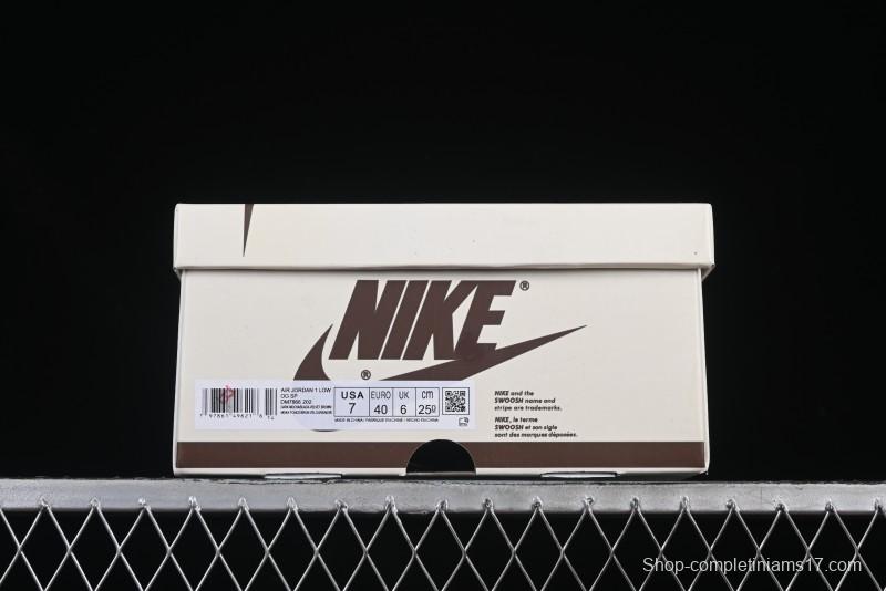 Nike Travis Scott x Air Jordan 1 Low OG AJ1 Reverse Swoosh Sneakers - DM7866-202