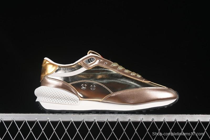 Golden Goose Marathon White Black Gold Comfortable Low-Top Lifestyle Sneakers - H8D4