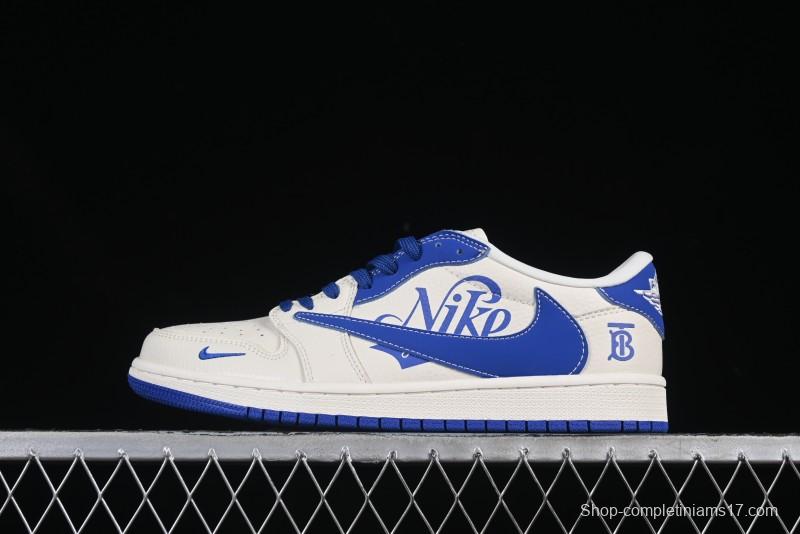 Nike Travis Scott x Fragment Design x Air Jordan 1 Low OG SP AJ1 Burberry Collaboration Low-Top Casual Sneakers - LD2025-007
