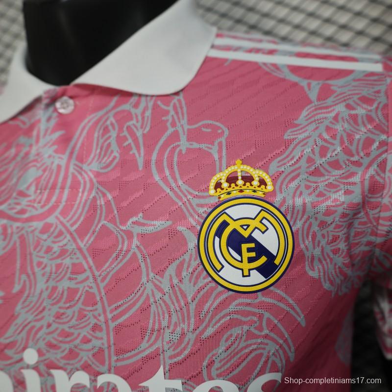 Player Version 25/26 Real Madrid Pink with Dragon Pattern Jersey