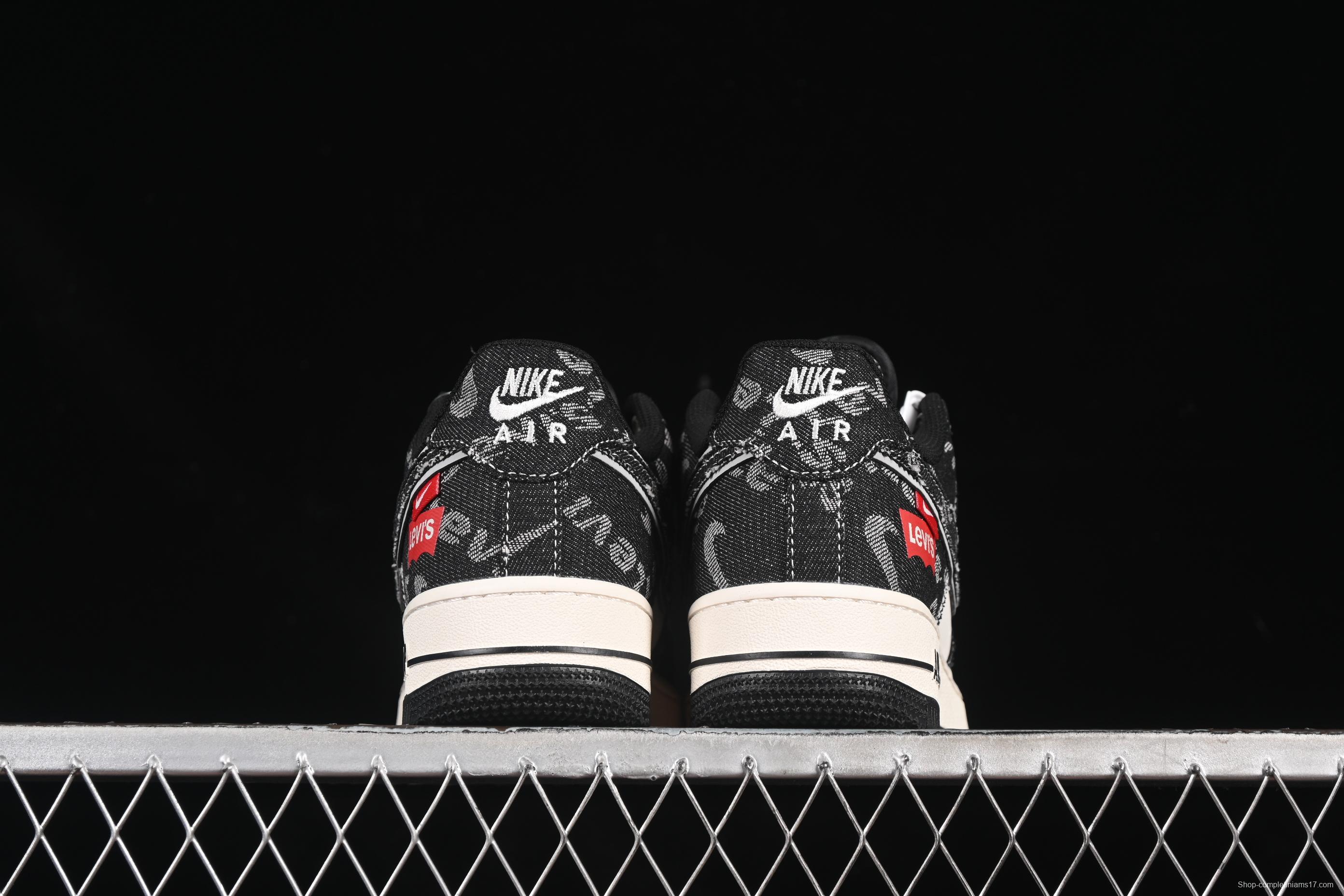 Nike Air Force 1 '07 Low Levi's Collaboration Dual-Tone Black Denim Casual Sneakers - YX5066-312