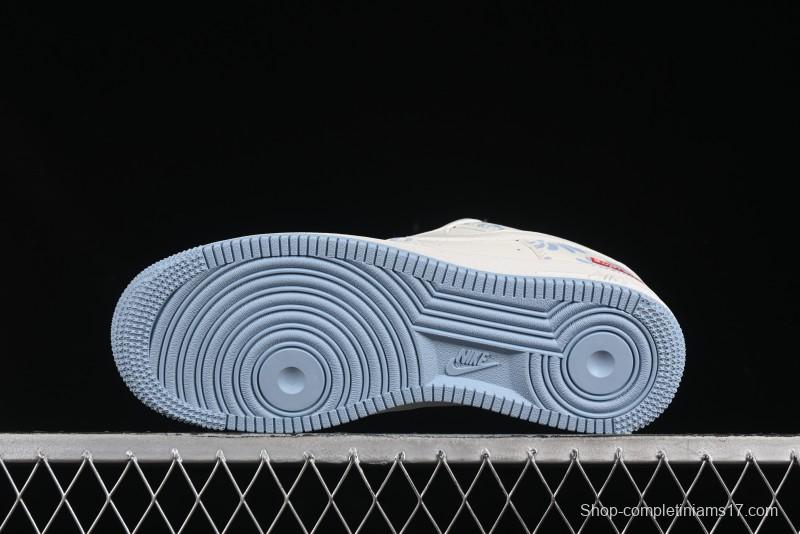 Nike Air Force 1'07 Low Supreme Co-branded Blue and White Casual Sneakers - XX3168-137