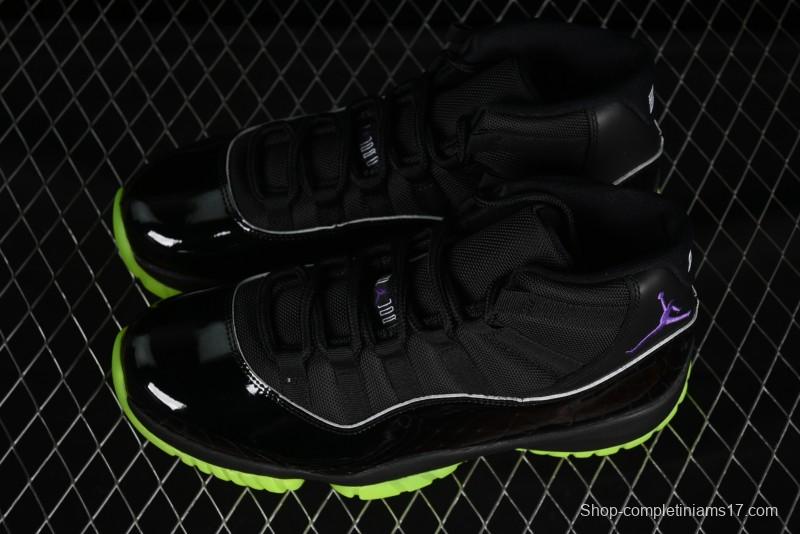Nike Air Jordan 11 Retro CT8012-003 Basketball Shoes in Black & Guacamole Green
