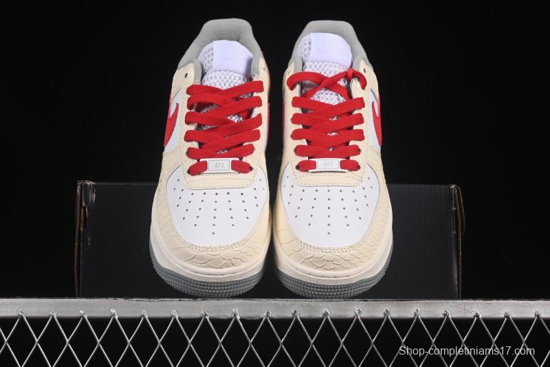 Nike Air Force 1'07 Low Snake Year Themed Casual Sneakers with Full-Length Air Cushion - DX2678-100