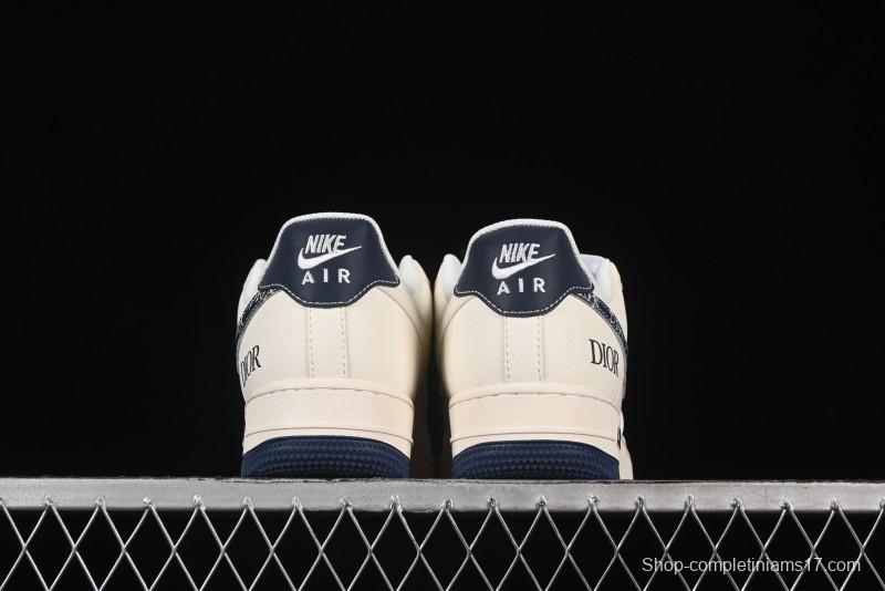 Nike Air Force 1 '07 Low Dior Collaboration Blue Iridescent Swoosh Casual Sneakers - XS1958-569