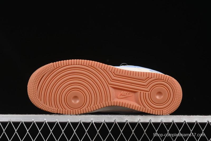 Nike Air Force 1 '07 Low Supreme Collaboration Blue Swoosh Gum Sole Casual Sneakers - XS1958-547