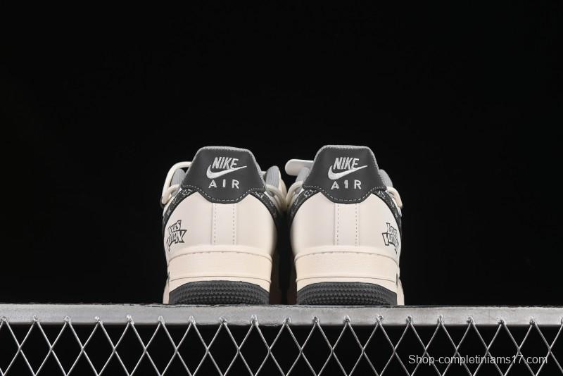 Nike Air Force 1 '07 Low LV Collaboration Two-Tone Grey Pattern Lace-Up Casual Sneakers - DM6868-063