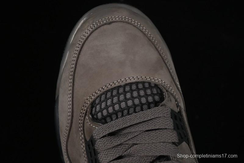 Nike Air Jordan 4 Retro Sneakers in Cave Stone Brown with Black Mesh and TPU Details - FV5029-200