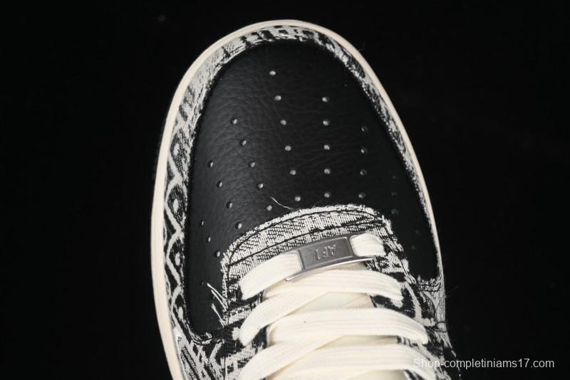 Nike Air Force 1 '07 Low Dior Collaboration Pattern Black White Swoosh Casual Sneakers - XS1958-581