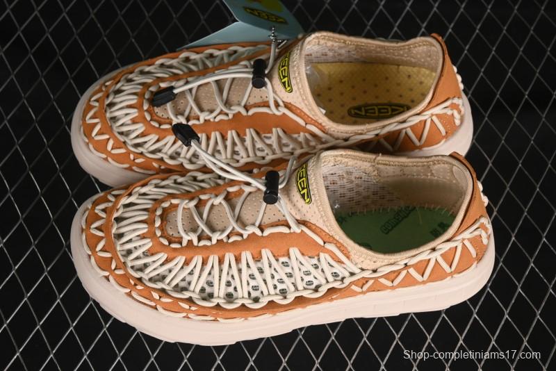 Keen Uneek Flat-M Woven Elastic Outdoor Sandals for Hiking and Water Activities - 1014097 Brown