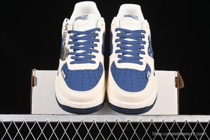 Nike Air Force 1'07 Low Balenciaga Collaboration Blue Woven Label Low-Top Casual Sneakers - DF0188-062