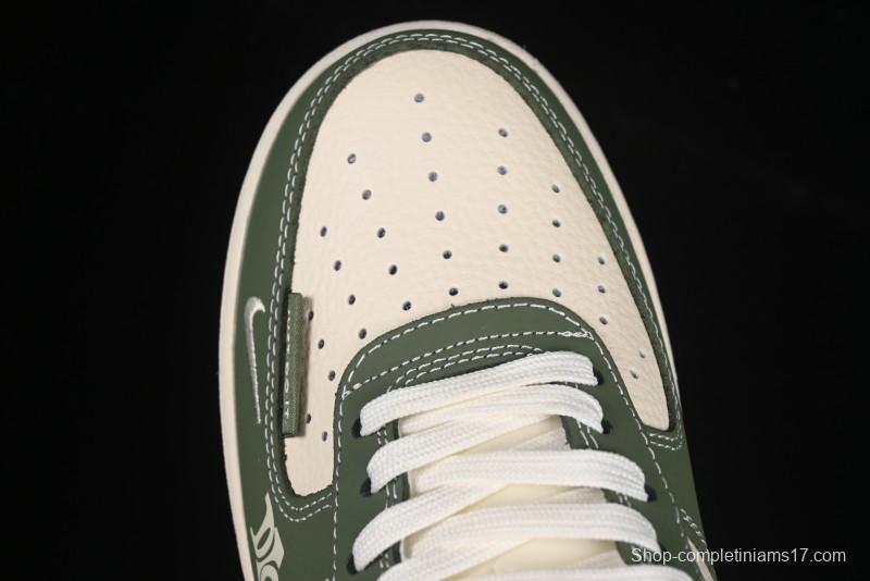 Nike Air Force 1'07 Low Dior Collaboration Dark Green Floral Swoosh Casual Sneakers - KK1988-081