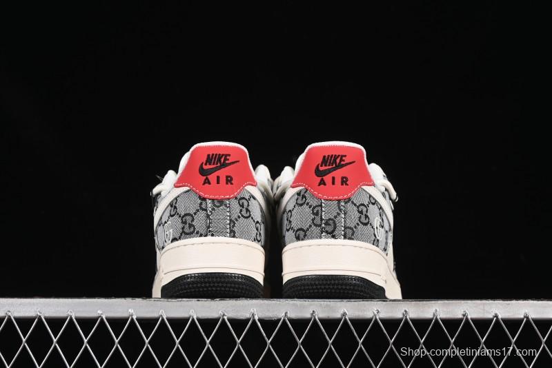 Nike Air Force 1'07 Low Gucci Collaboration Grey Pattern Drawstring Casual Sneakers - YX5066-319