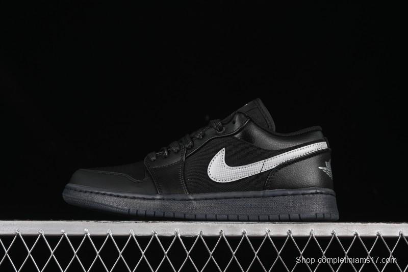 Nike Air Jordan 1 Low AJ1 Basketball Shoes Black White Canvas Leather Panel - HV5968-001