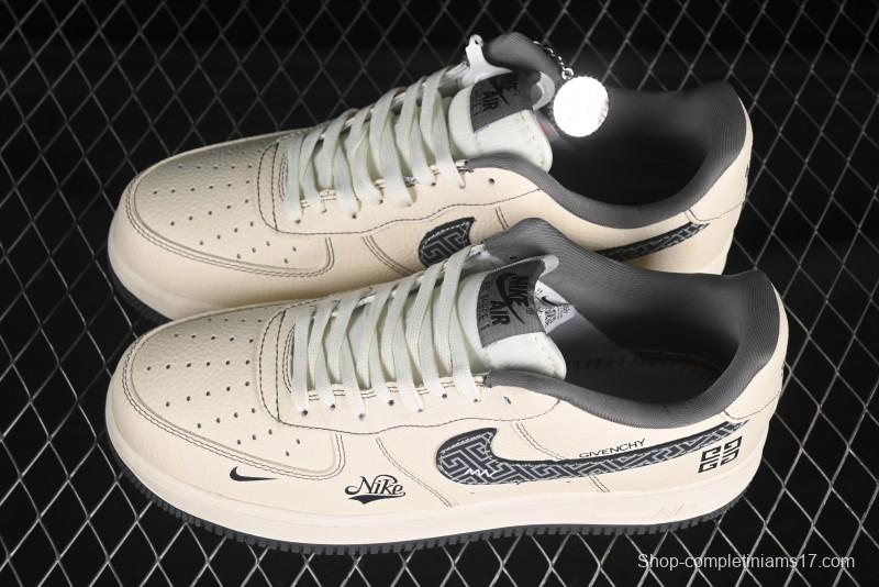 Nike Air Force 1 '07 Low Givenchy Collaboration Pattern Beige Grey Casual Sneakers - DF0188-057