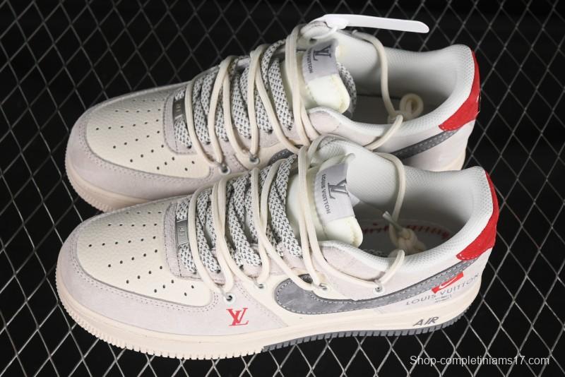 Nike Air Force 1 '07 Low LV Collaboration Two-Tone Red Heel Drawstring Casual Sneakers - DM6868-084