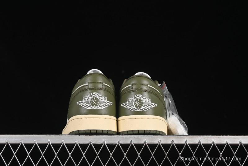 Nike Air Jordan 1 Low AJ1 Military Green White Casual Lifestyle Sneakers - DC0774-122
