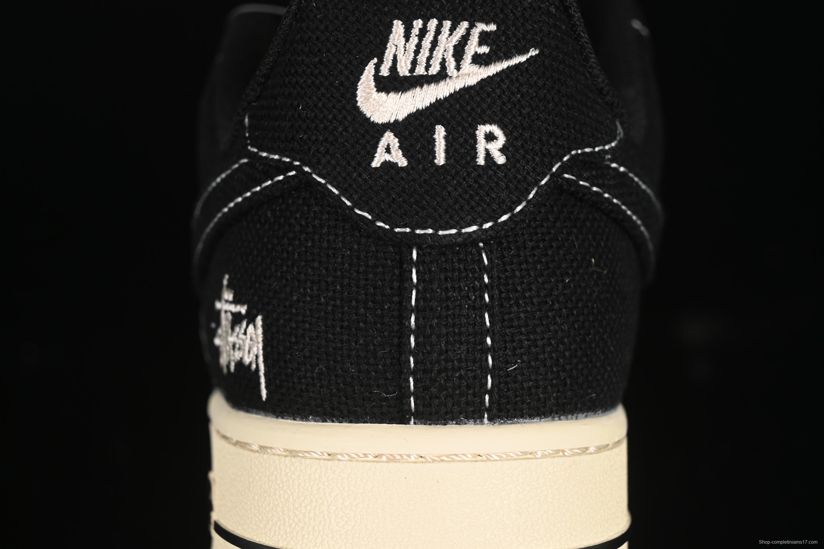 Nike Air Force 1 '07 Low Stussy Collaboration Beige Black Hemp Low-Top Casual Sneakers - XX3168-156