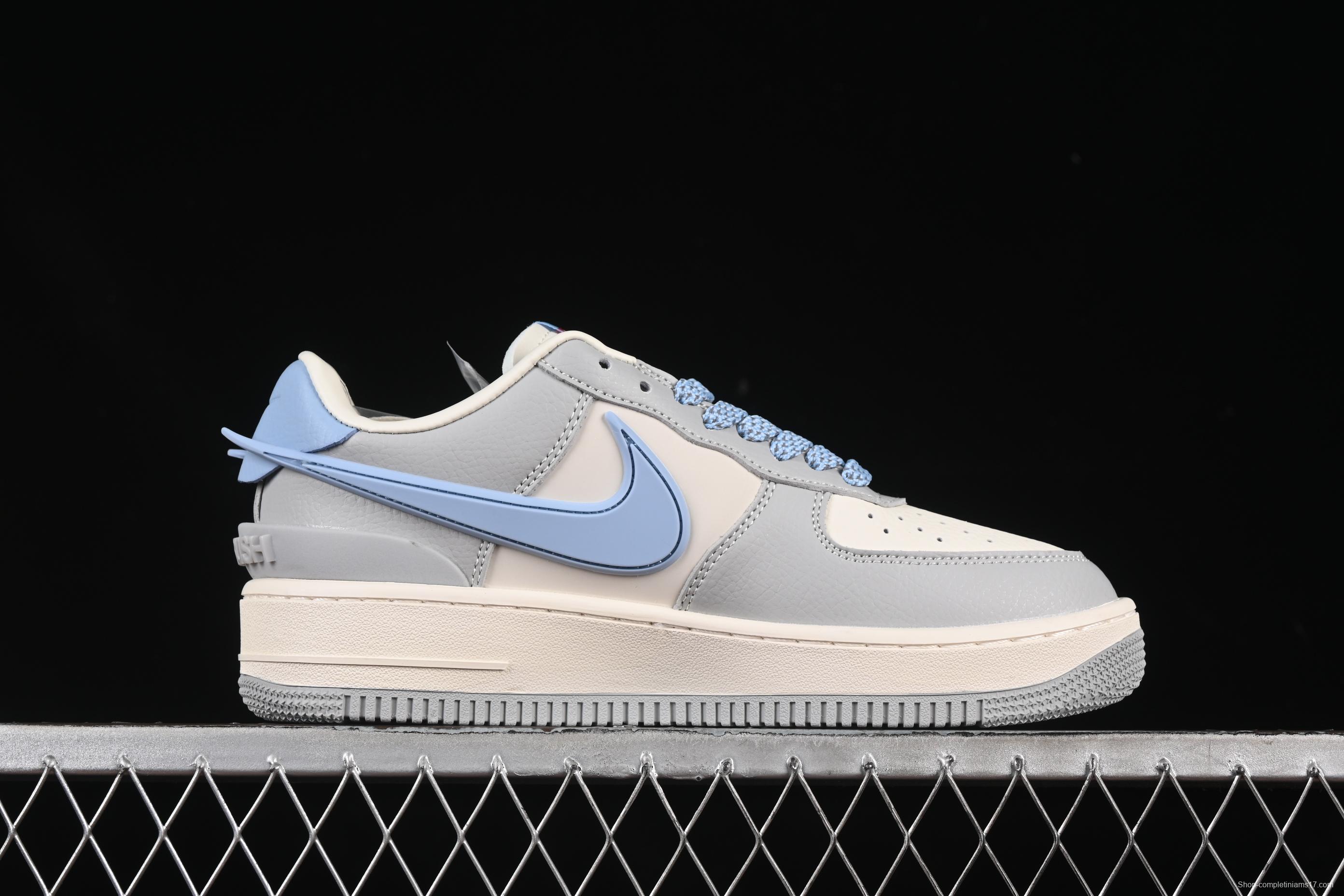 Nike Air Force 1'07 Low Supreme Collaboration Light Blue Swoosh Casual Sneakers - XS3464-577