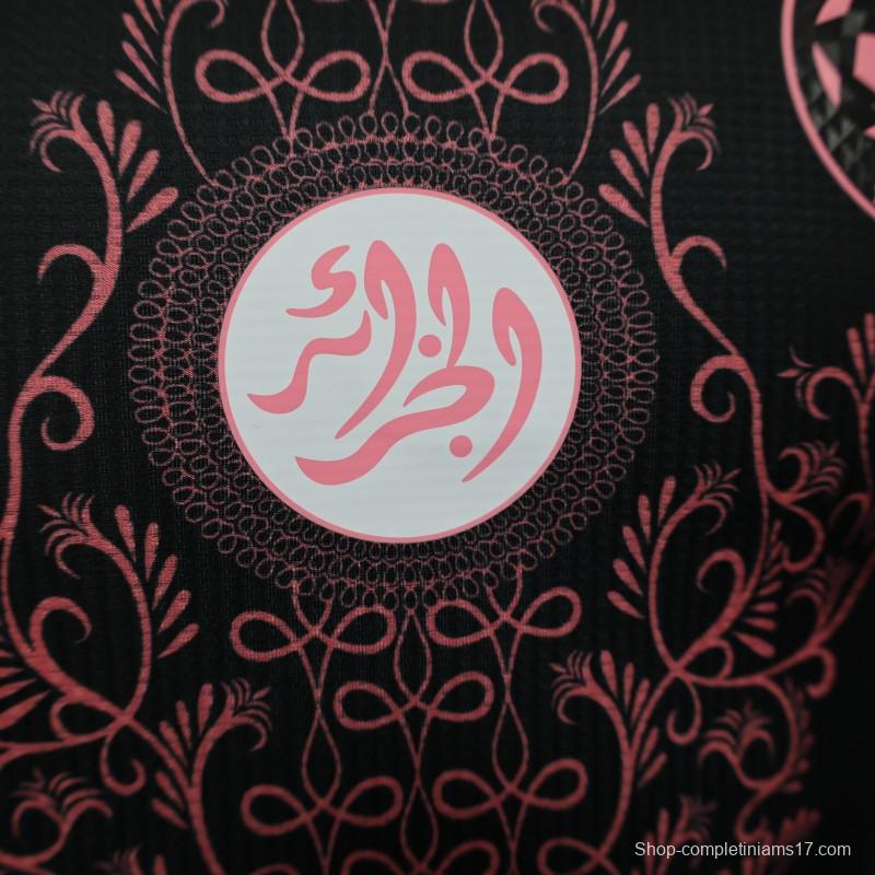 Player Version 2025 Algeria Black with Pink Ornamental Pattern Jersey