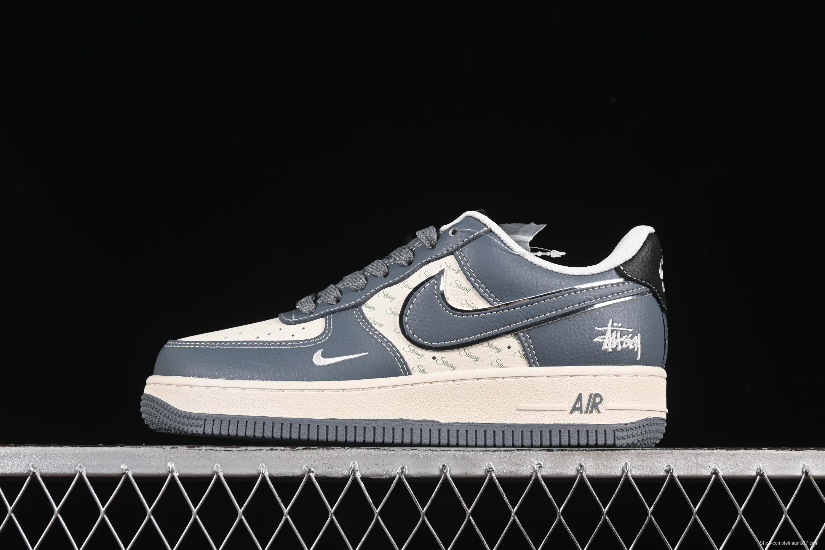 Nike Air Force 1 '07 Low Stussy Collaboration Grey Black Tail Low-Top Casual Sneakers - XS1958-553