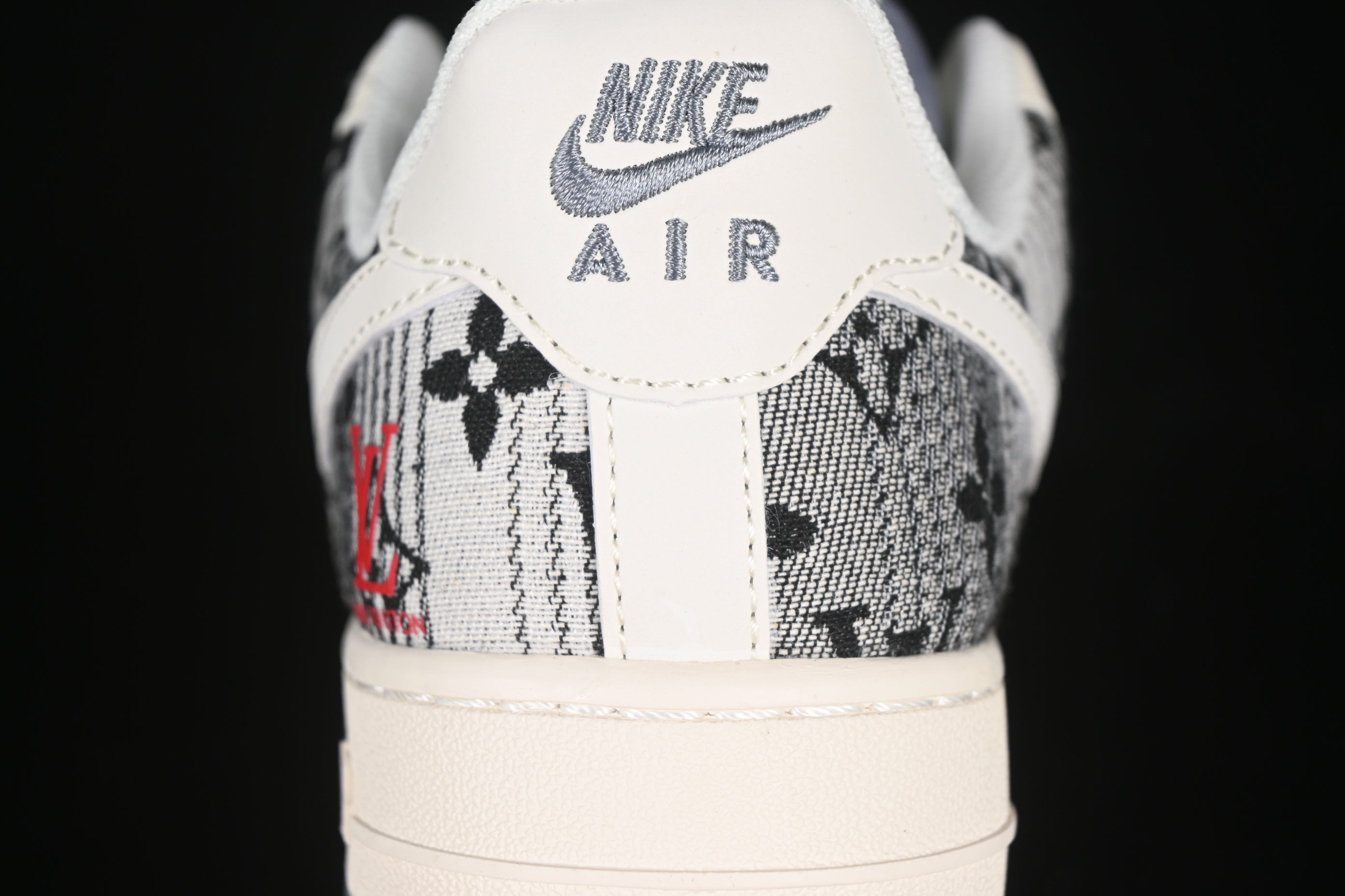 Nike Air Force 1 '07 Low LV Collaboration Black Grey Printed Denim Casual Sneakers - XS1958-587