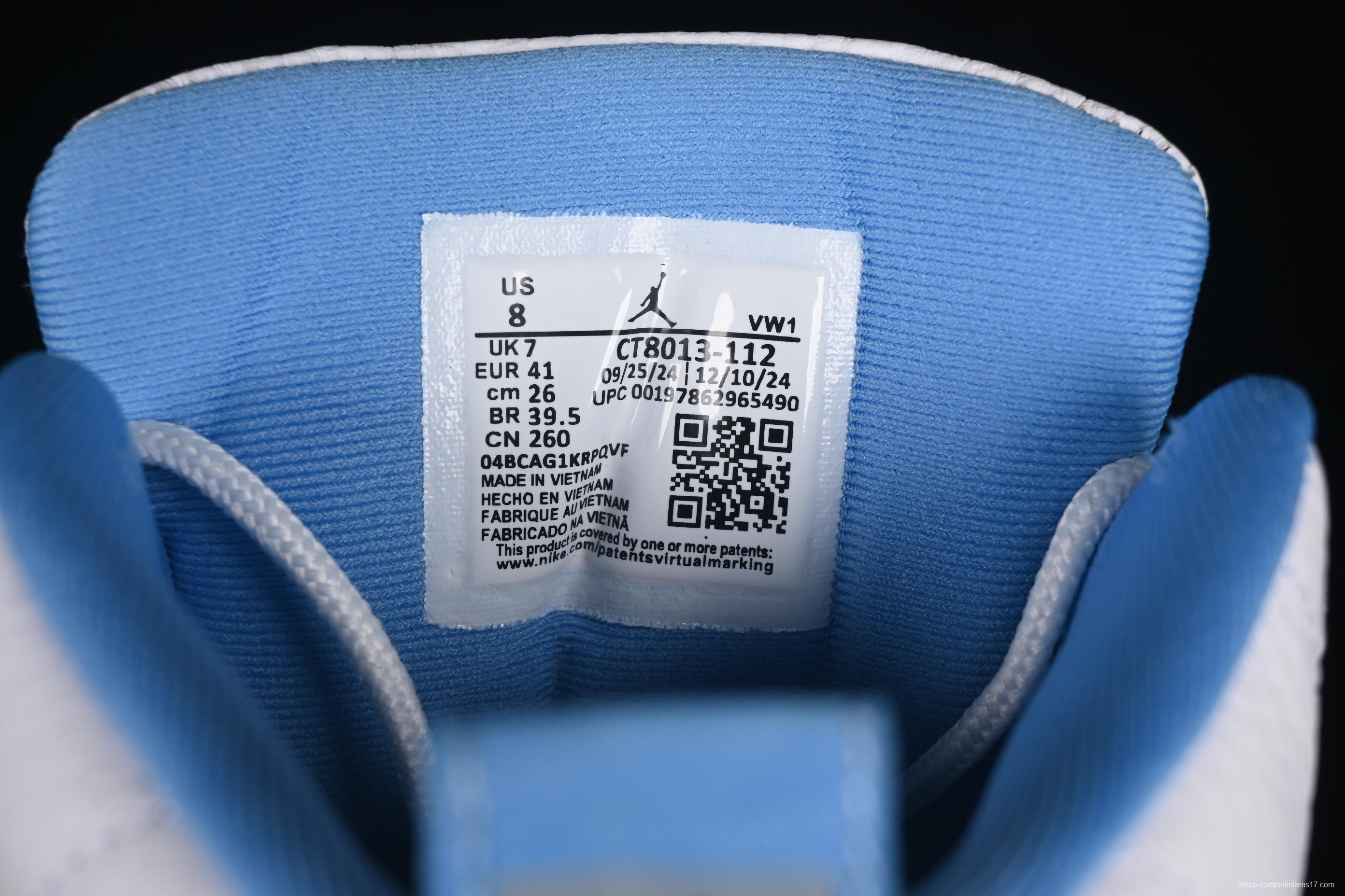 Nike Air Jordan 12 Retro Basketball Shoes in White University Blue - CT8013-112