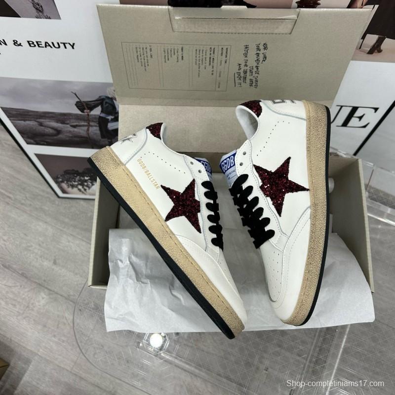 2024 Unisex GGDB White Burgundy Leather Sneakers MJ00260