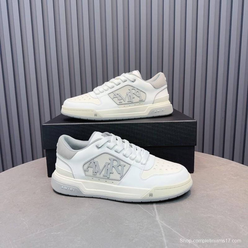 2025 Unisex Amiri White Grey Leather Sneakers MJ00360
