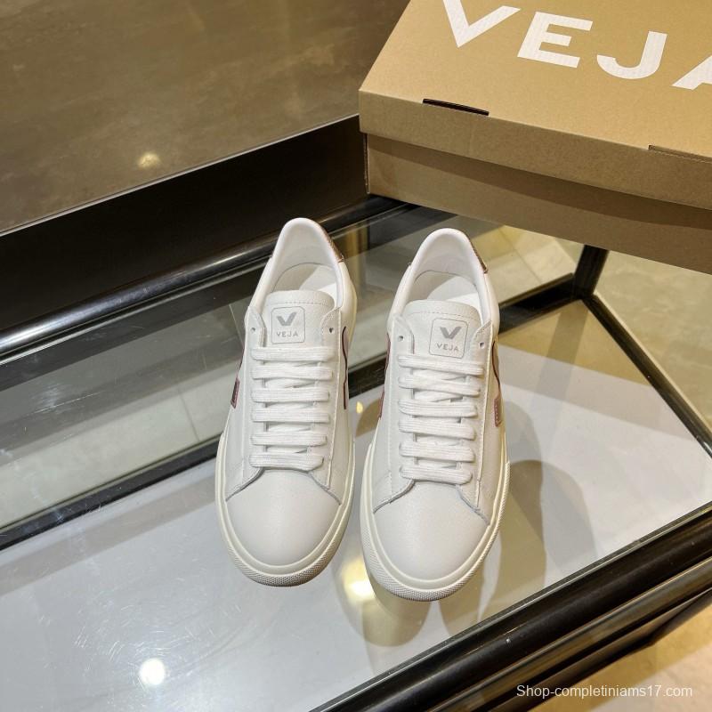 2024 Women VEJA White Rose Gold Leather Sneakers