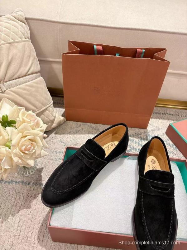 2025 Women Le Parmentier Black Suede Loafer LY00400