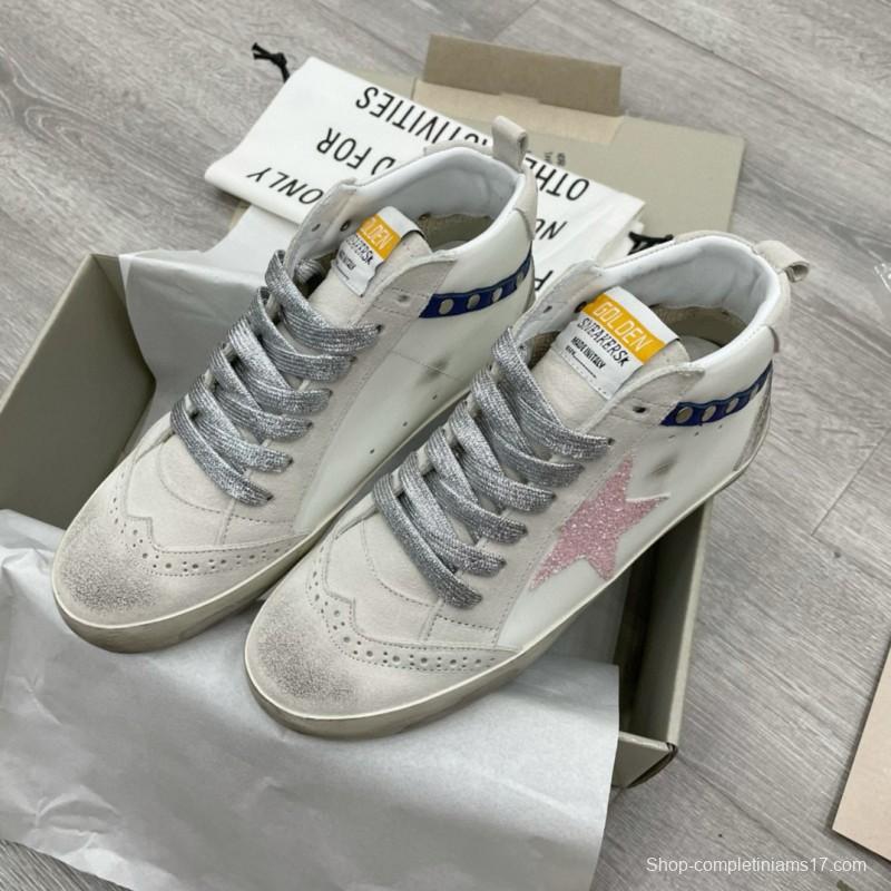 2024 Unisex GGDB White Pink Blue Leather Suede High Top Sneakers MJ00300