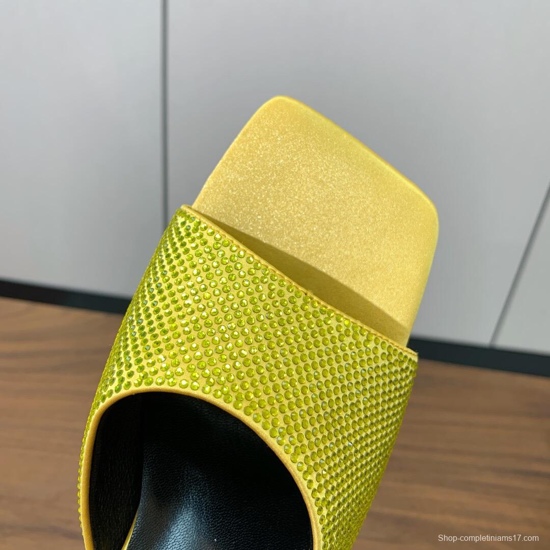 2025 Women VERSACE Yellow Leather Slippers