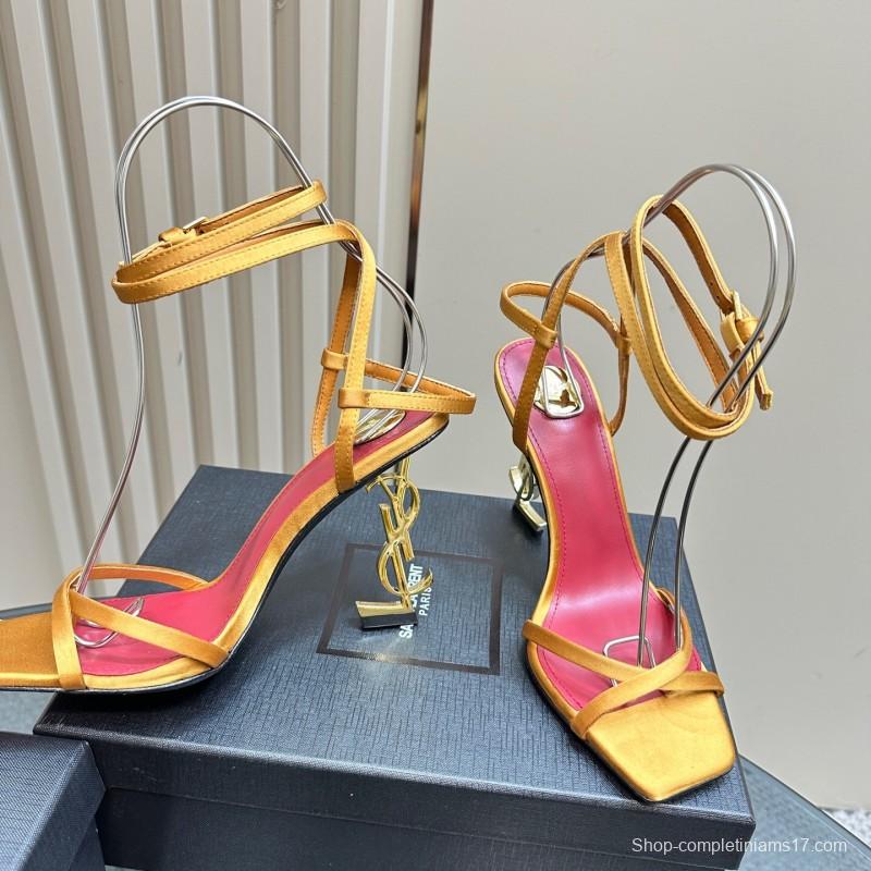 2025 Women Yves Saint Laurent Yellow Leather Sandals