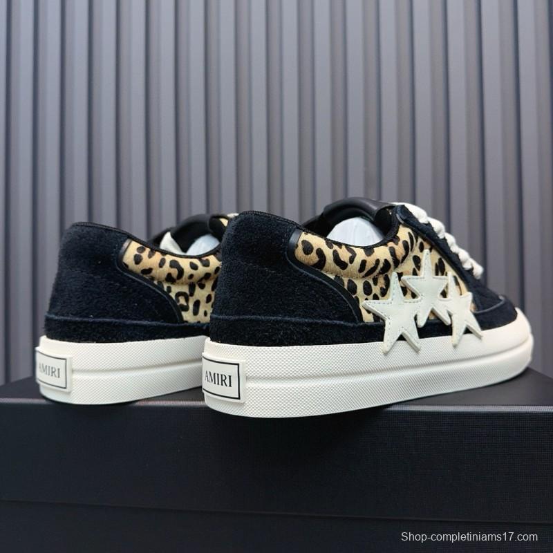 2024 Women Amiri Black Leopard Suede Leather Sneakers MJ00300