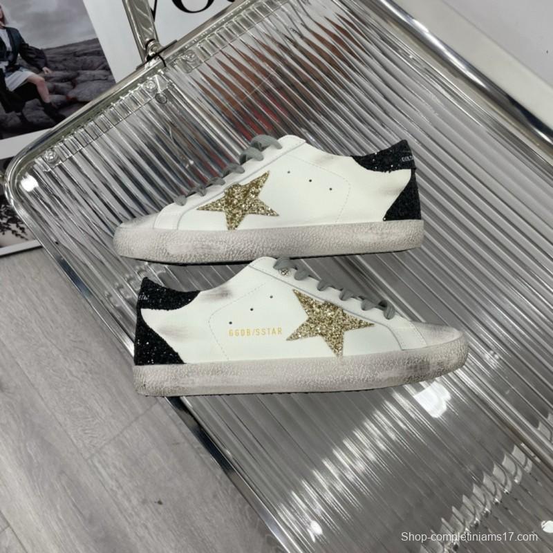 2025 Women GGDB White Black Gold Leather Suede Sneakers