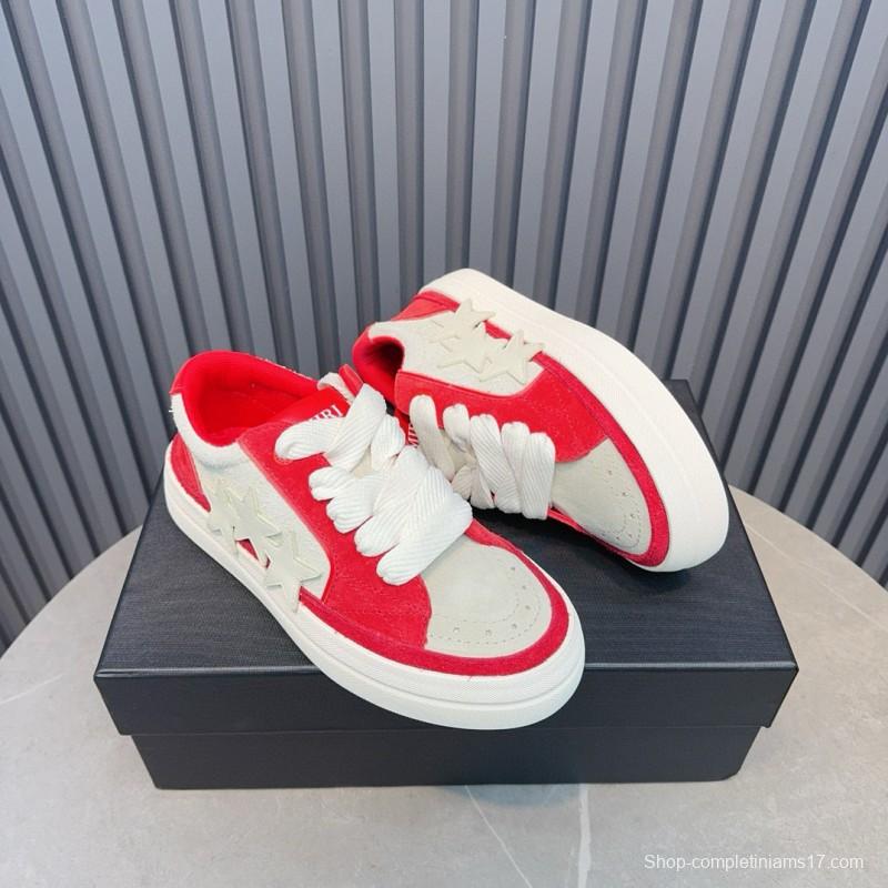 2024 Unisex Amiri Red White Canvas Sneakers MJ00300